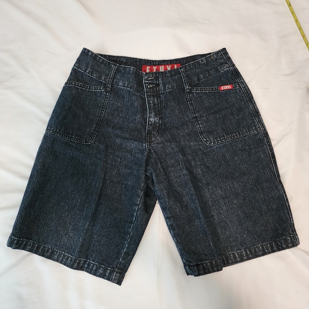 ETHYL Vintage Culotte Short Denim Women High-Waisted Flaired Double Button,